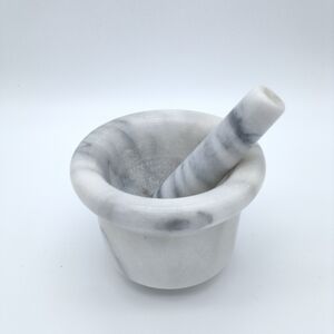 White Marble Mortar and Pestle - Smooth Polished Stone